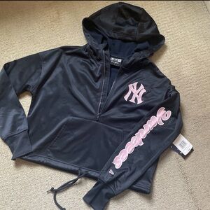 New York Yankees Baseball Era Navy Hoodie Pink loose fit Jersey S Small NWT NEW